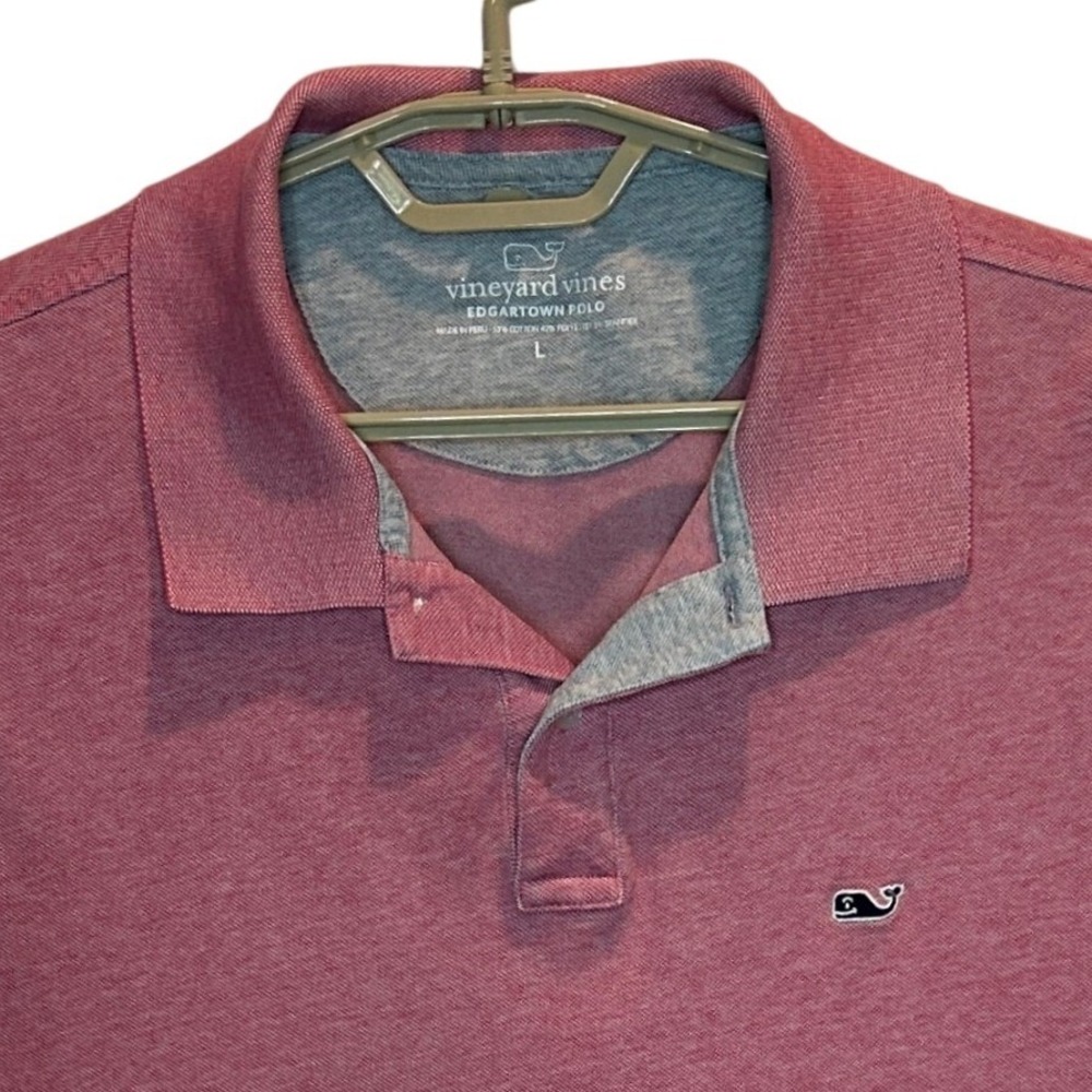 Vineyard Vines Edgartown Polo Large Men's Pink Short Sleeve Whale Logo Stretch